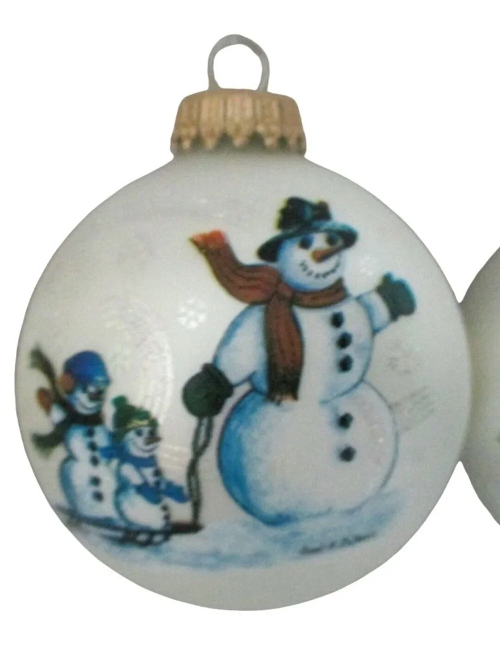 Set Of 4 Vintage Snowman Glass Christmas Ornaments By Carol E. Culhane